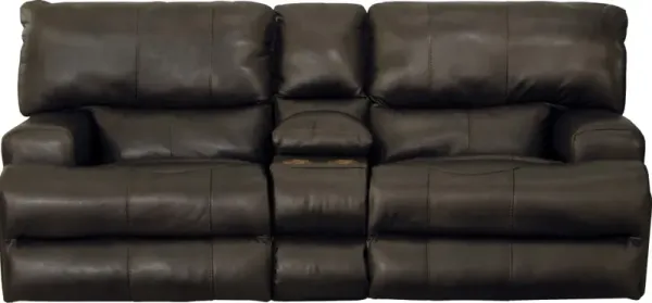 iAmerica® Roberto Chocolate Power Headrest with Lumbar Power Lay Flat Reclining Console Loveseat