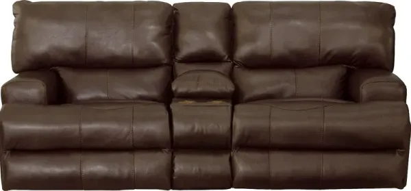 iAmerica Roberto Walnut Power Headrest w/Lumbar Lay Flat Reclining Console Loveseat