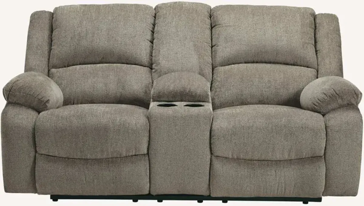 Signature Design by Ashley® Draycoll Pewter Double Reclining Loveseat with Console