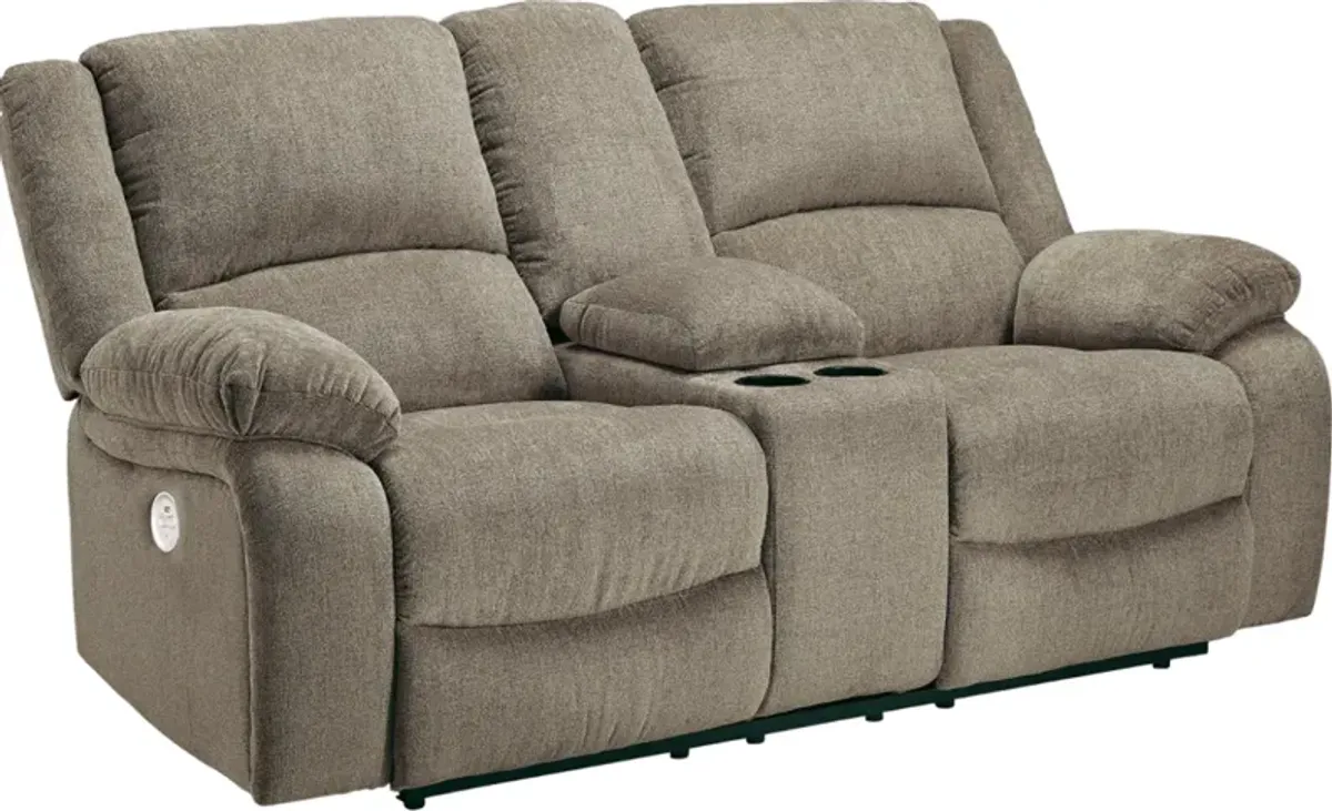 Signature Design by Ashley® Draycoll Pewter Double Power Reclining Loveseat with Console