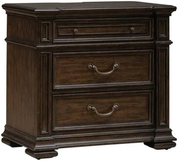 Liberty Furniture Provence Park Chateau Brown Nightstand with Charging Station