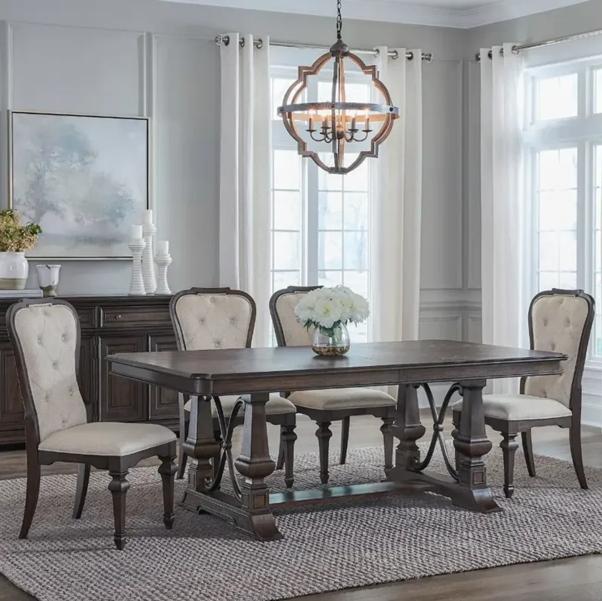 Liberty Furniture Provence Park 5-Piece Chateau Brown Trestle Dining Set