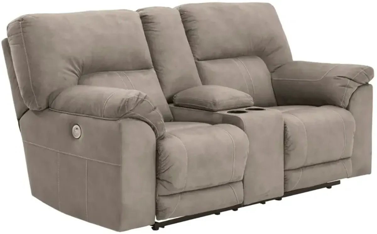 Benchcraft® Cavalcade Slate Power Reclining Loveseat with Console