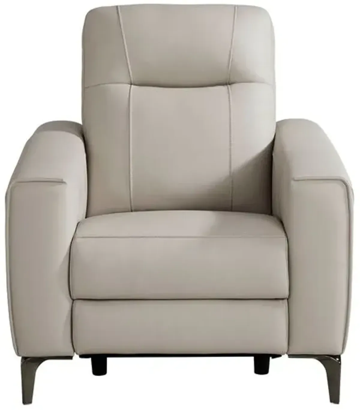 Drew & Jonathan Home Parkside Heights Dove Grey Leather Power Recliner