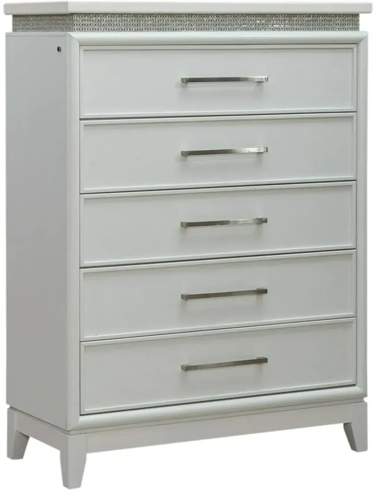 Liberty Furniture Reflections Pearl White Chest with Rhinestone Accents