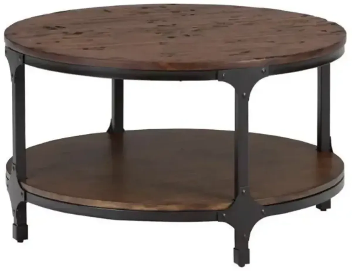 Jofran Inc. Urban Nature Brown Round Cocktail Table with Black Frame