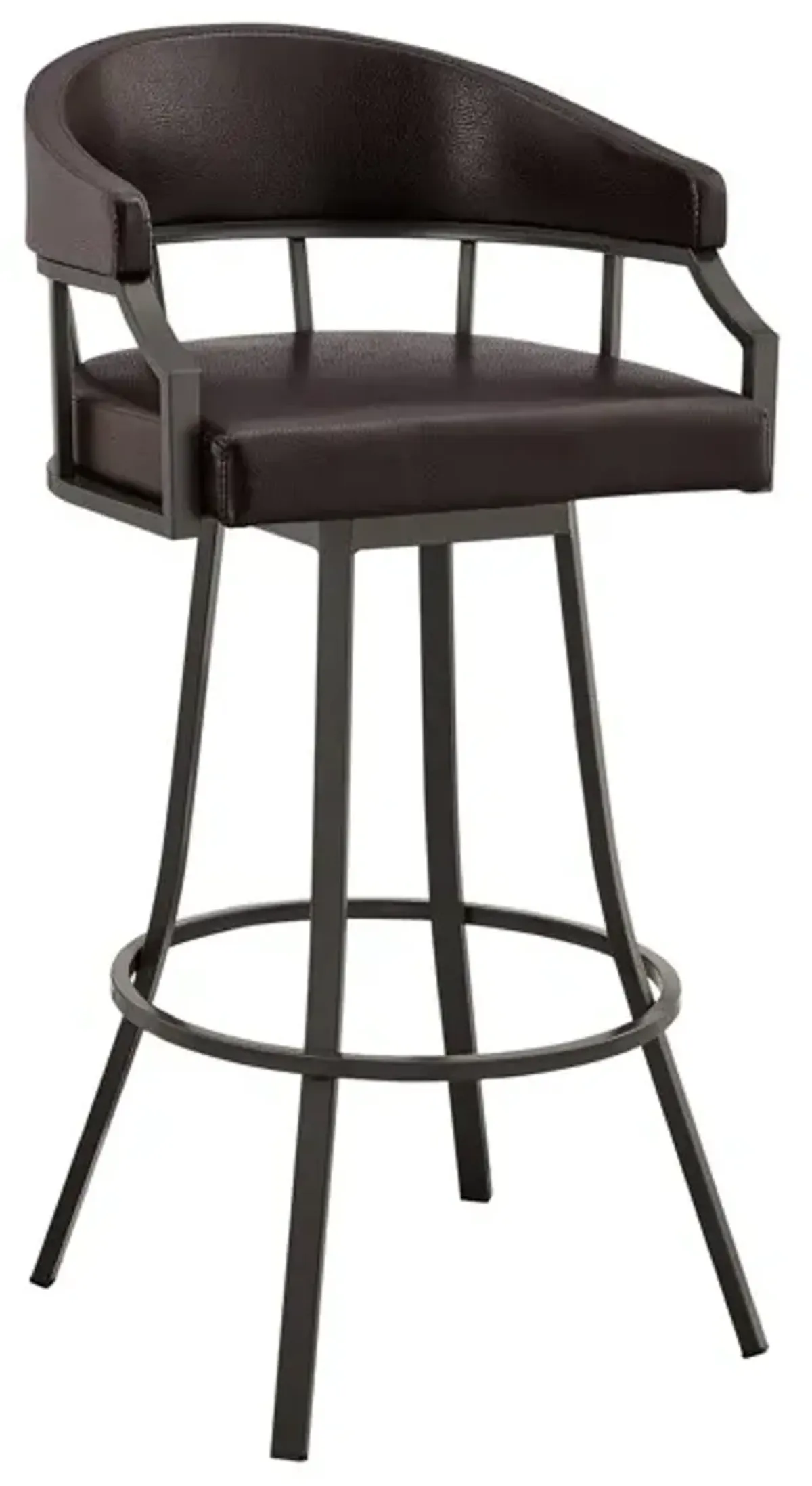 Armen Living Palmdale 26" Java Brown Swivel Metal Bar Stool