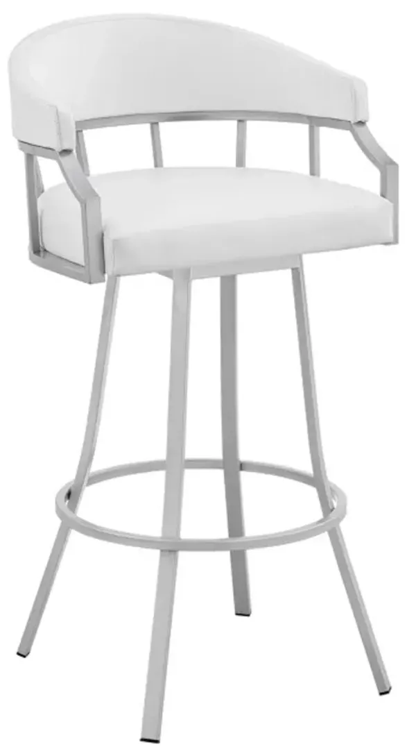 Armen Living Palmdale 26" Silver Swivel Metal Bar Stool