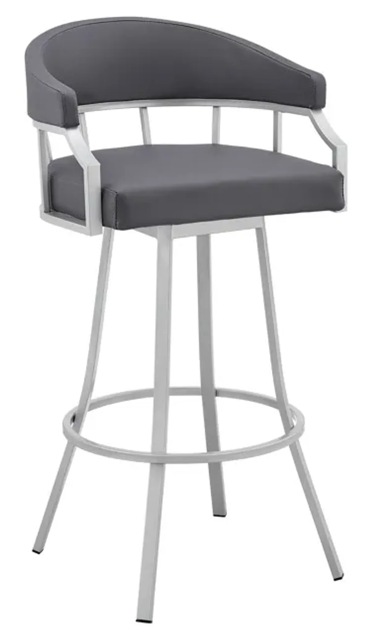 Armen Living Palmdale 30" Silver Swivel Metal Bar Stool