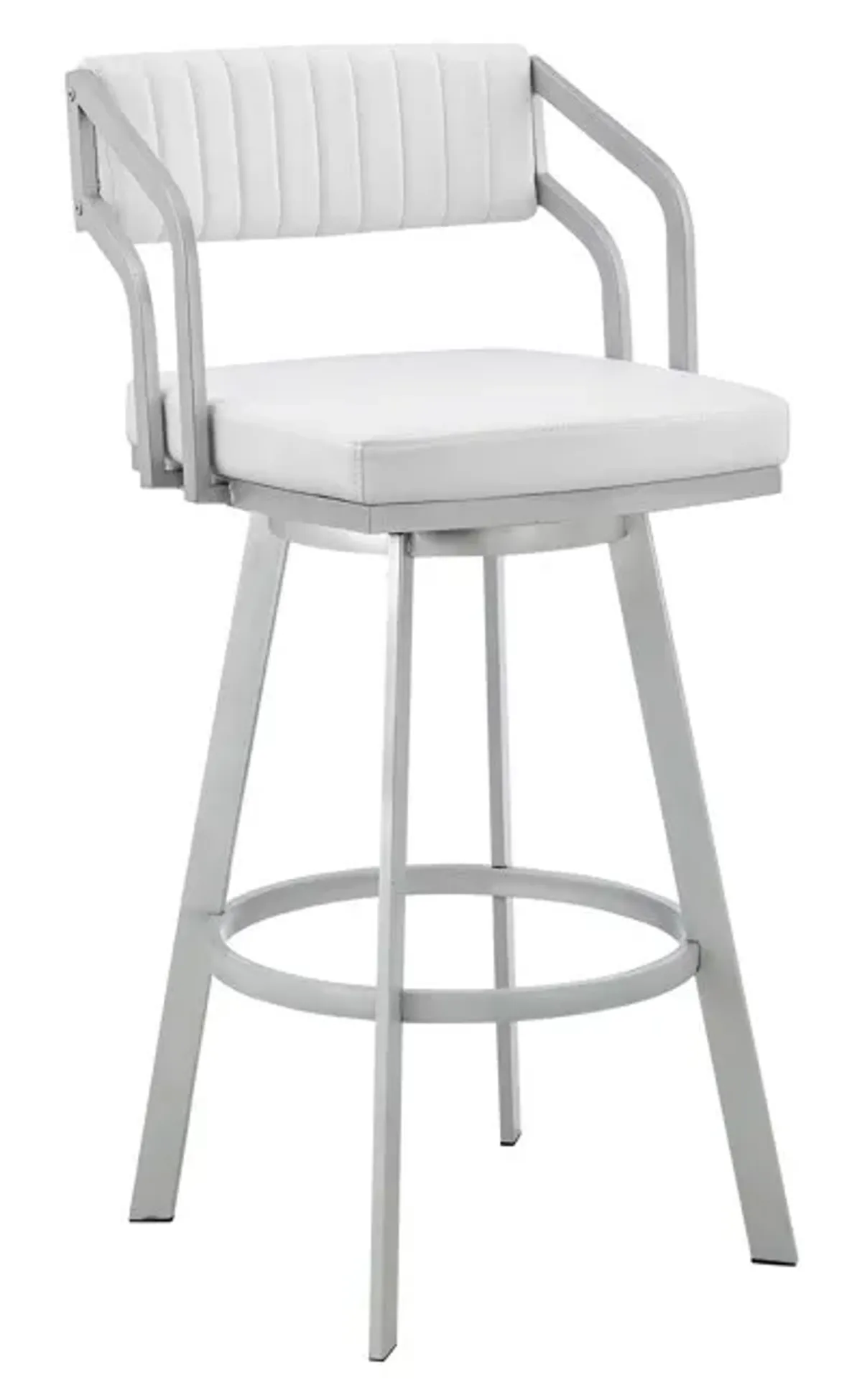 Armen Living Scranton 30" Silver Swivel Metal Bar Stool