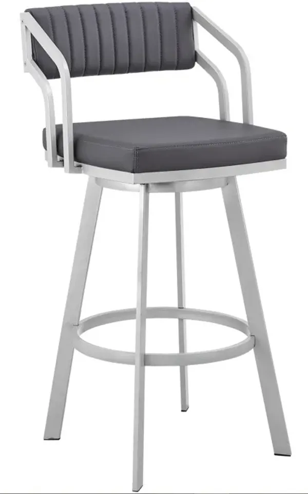 Armen Living Scranton 30" Silver Swivel Metal Bar Stool