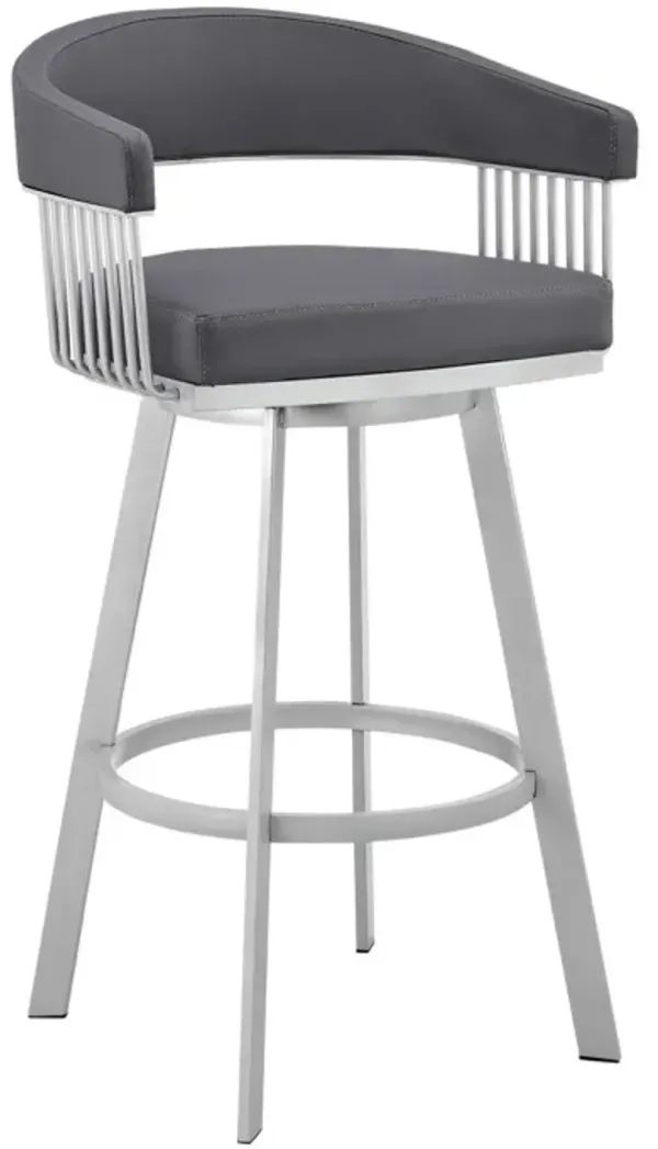 Armen Living Bronson 29" Silver Metal Bar Stool