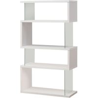 Coaster® Asymmetrical White Glossy/Clear 4-Tier Bookcase