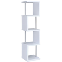 Coaster® Baxter White/Chrome 4-Shelf Bookcase