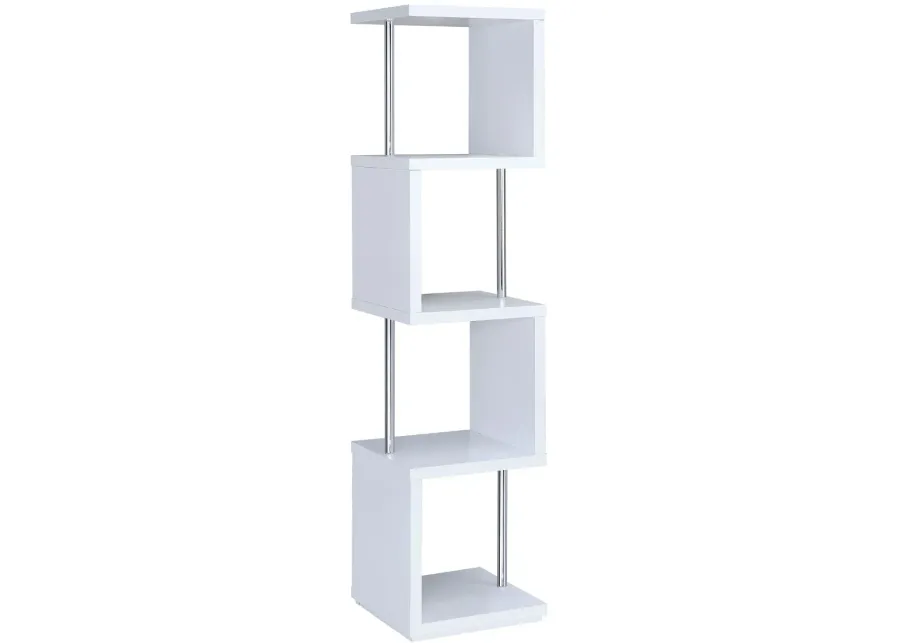 Coaster® Baxter White/Chrome 4-Shelf Bookcase