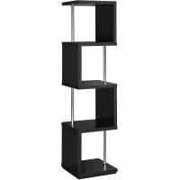 Coaster® Baxter Black/Chrome 4-Shelf Bookcase