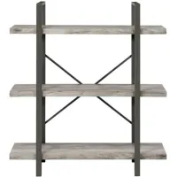 Coaster® Cole Grey Driftwood/Gunmetal 3-Shelf Bookcase