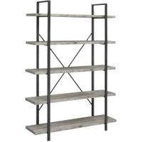 Coaster® Grey Driftwood/Gunmetal 5-Shelf Bookcase