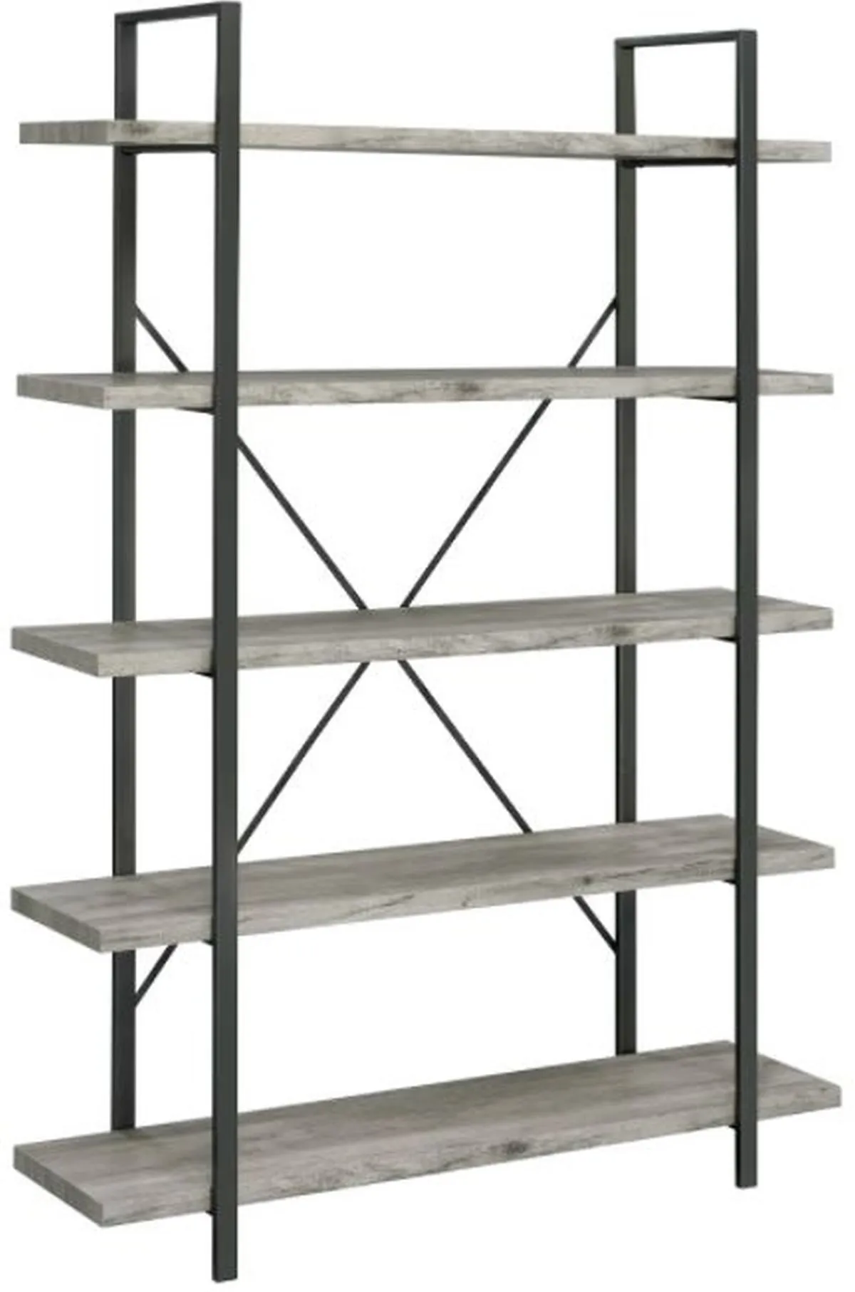 Coaster® Cole Grey Driftwood/Gunmetal 5-Shelf Bookcase