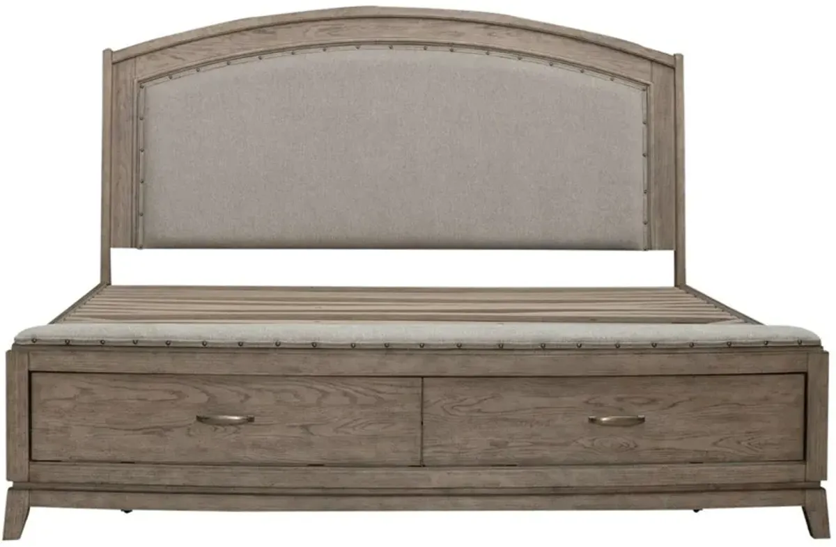 Liberty Furniture Avalon Coffee Bean Upholstered King Panel Storage Bed