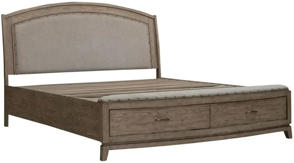 Liberty Furniture Avalon Coffee Bean Upholstered King Panel Storage Bed