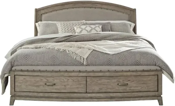 Liberty Furniture Avalon Burnished Beige King Upholstered Storage Panel Bed