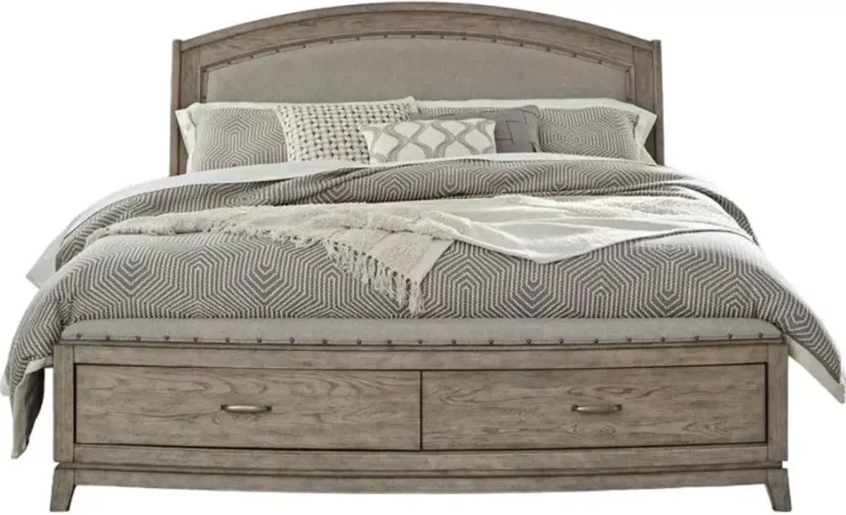 Liberty Furniture Avalon Burnished Beige Queen Upholstered Storage Panel Bed