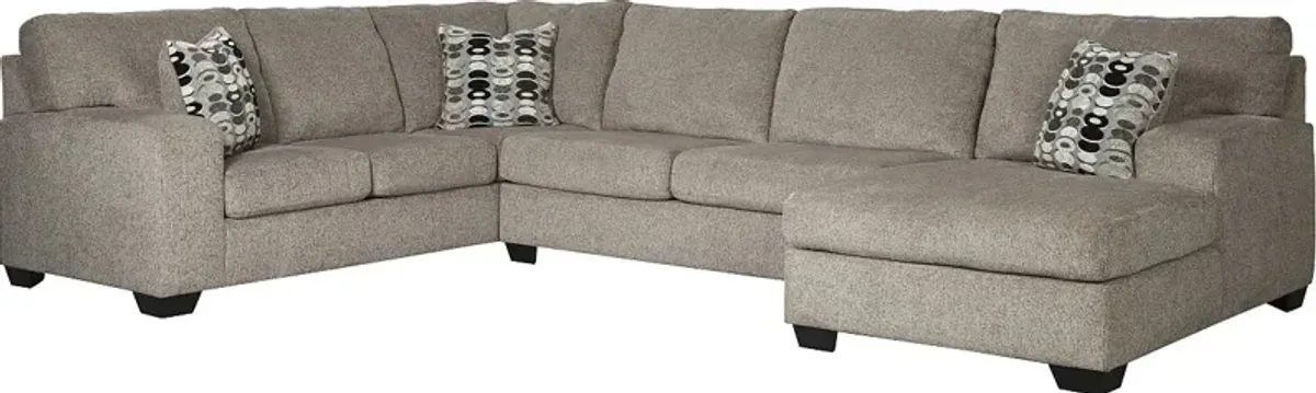 Signature Design by Ashley® Ballinasloe 3-Piece Platinum Right-Arm Facing Sofa Sectional and Chaise