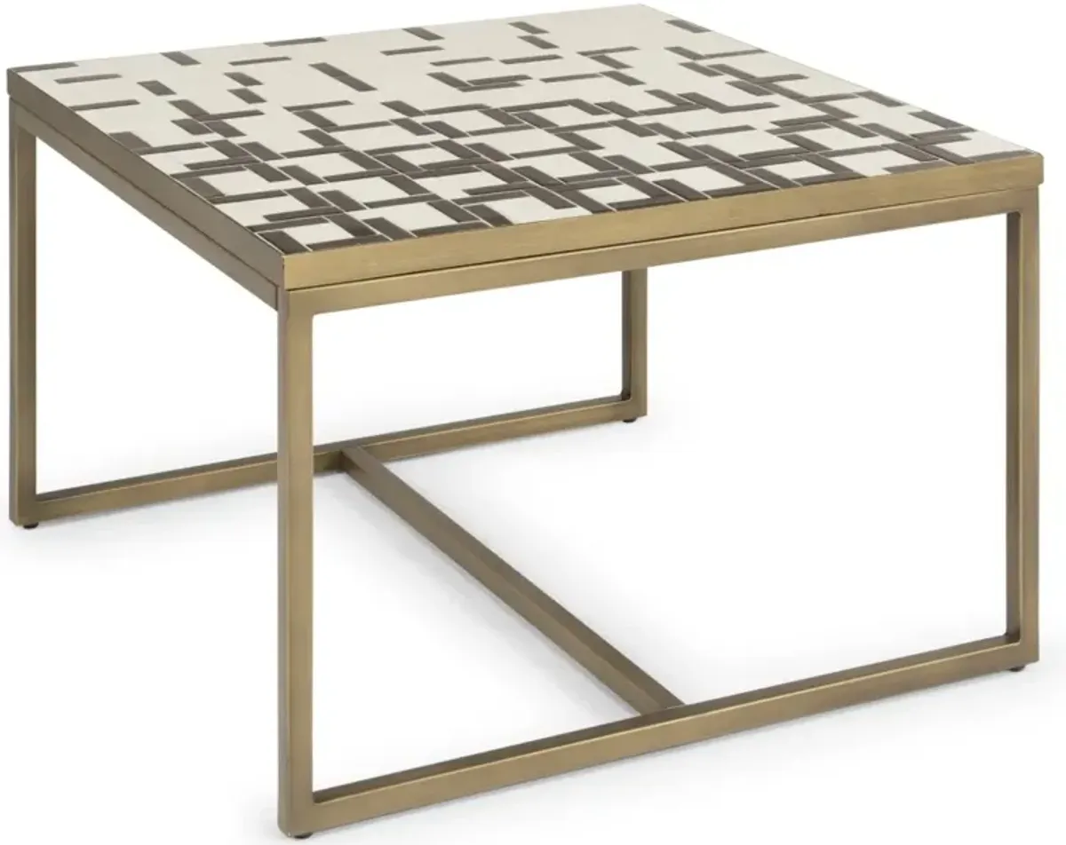 homestyles® Geometric II Bronze Coffee Table with Cream Mosaic Tile Top