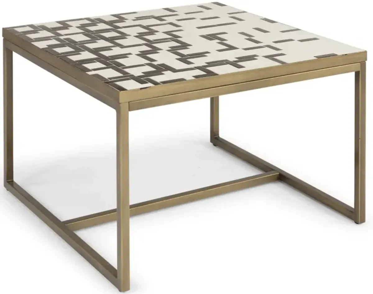 homestyles® Geometric II Bronze Coffee Table with Cream Mosaic Tile Top