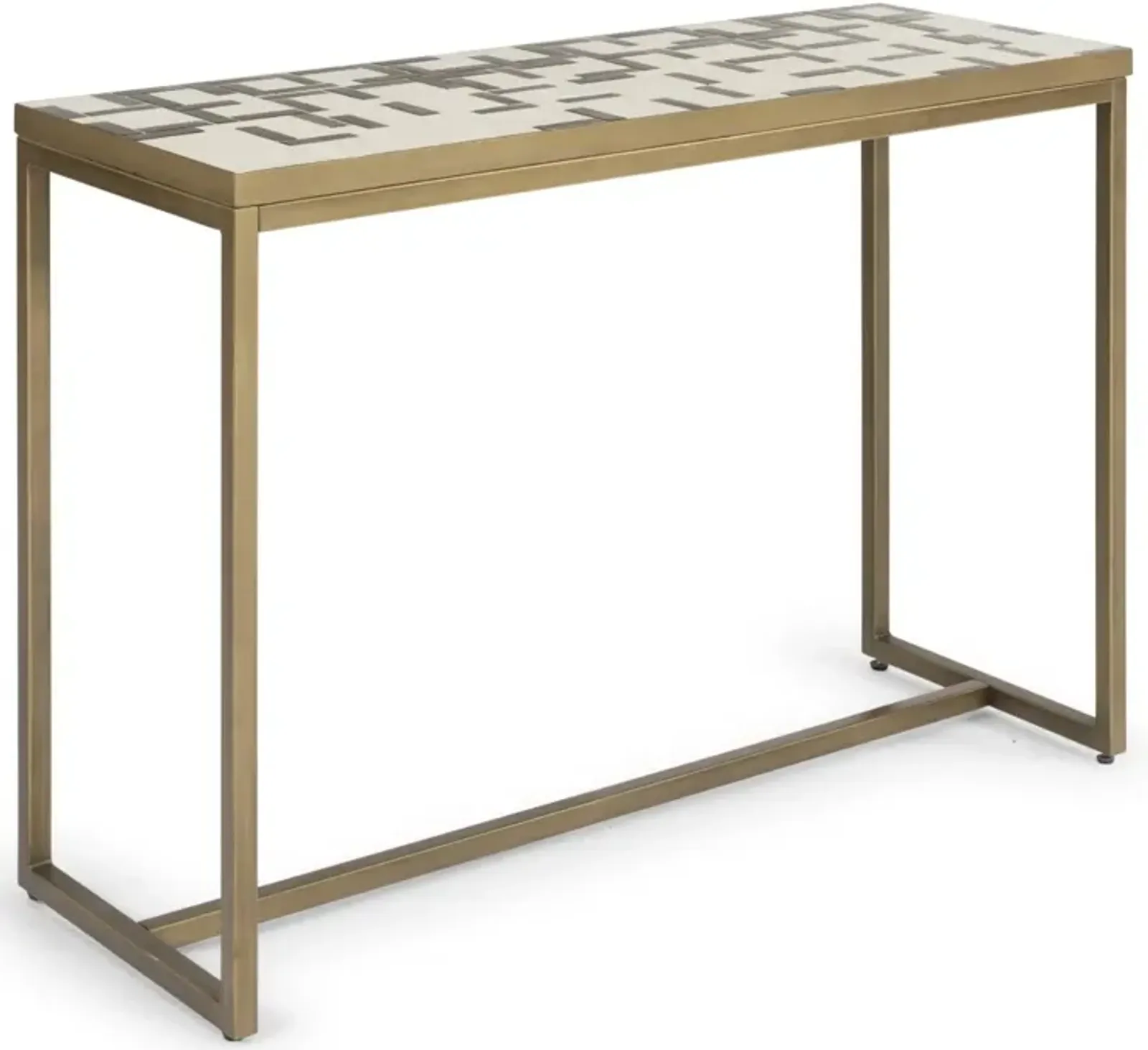 homestyles® Geometric II Bronze Console Table with Cream Mosaic Tile Top