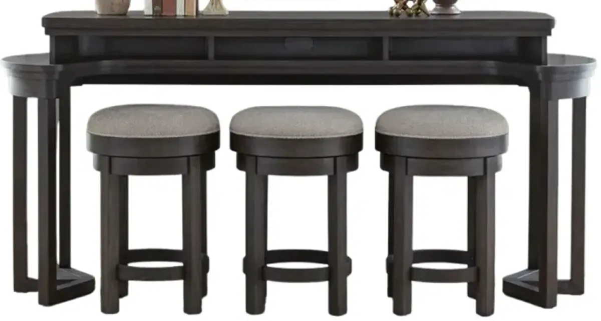 Liberty Furniture Weston 4-Piece Knubby Taupe/Peppercorn Console Bar Table and Stool Set