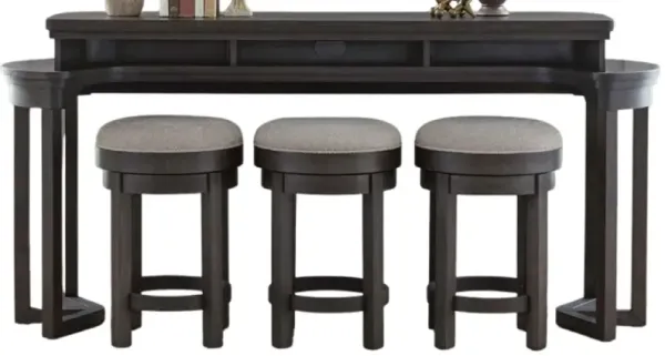 Liberty Furniture Weston 4-Piece Knubby Taupe/Peppercorn Console Bar Table and Stool Set
