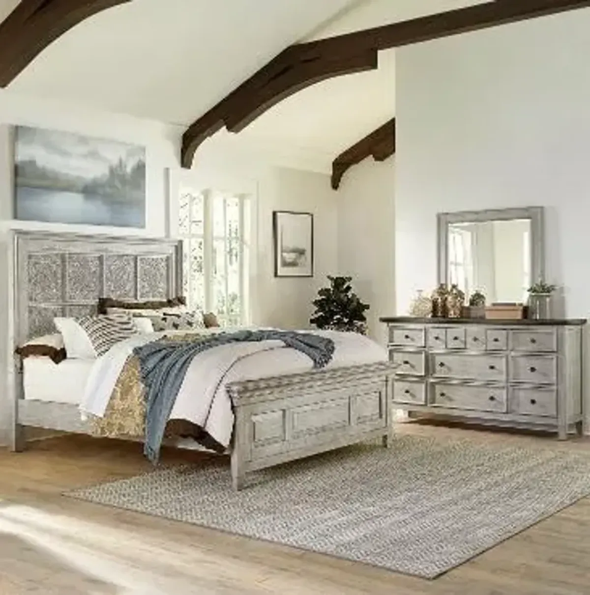 Liberty Furniture Heartland Antique White California King Panel Bed