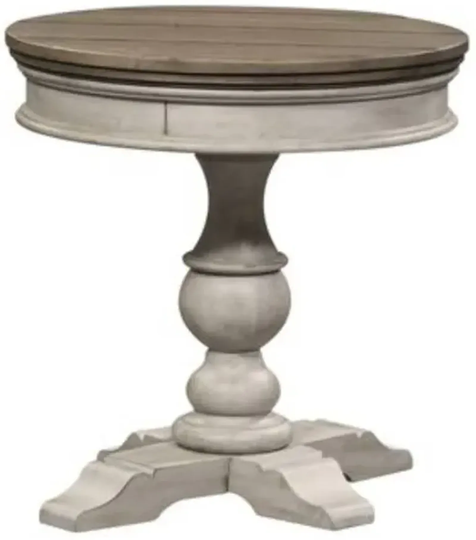 Liberty Furniture Heartland Antique White Pedestal Side Table with Tobacco Top