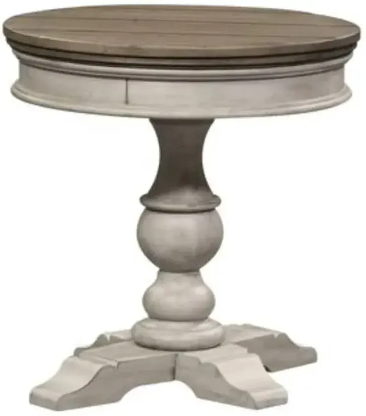 Liberty Furniture Heartland Antique White/Tobacco Pedestal Chairside Table
