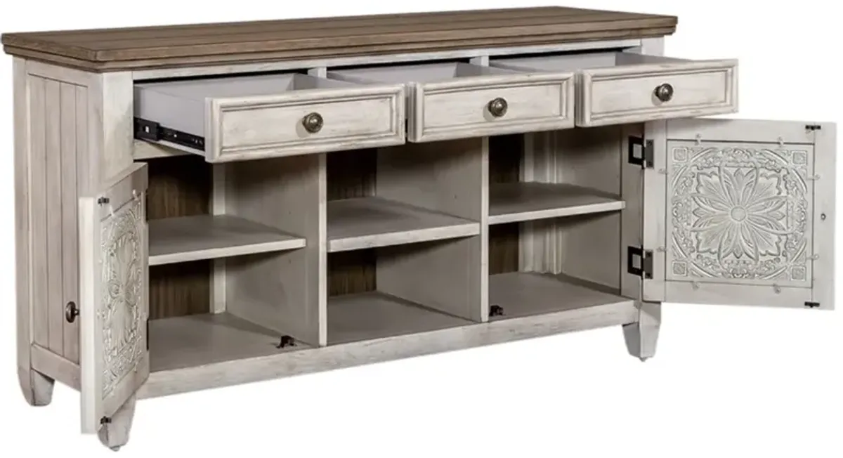 Liberty Furniture Heartland Antique White with Tobacco 56" Tile TV Console