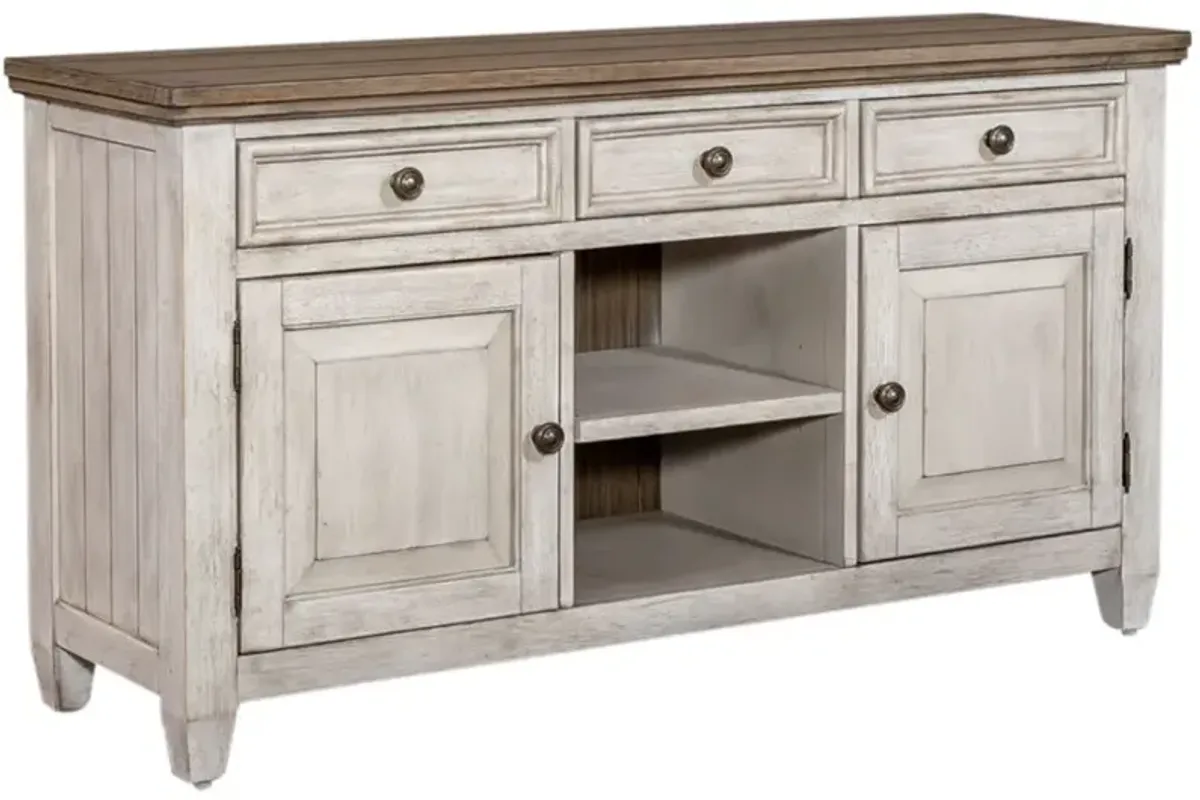 Liberty Furniture Heartland Antique White with Tobacco 56" Tile TV Console