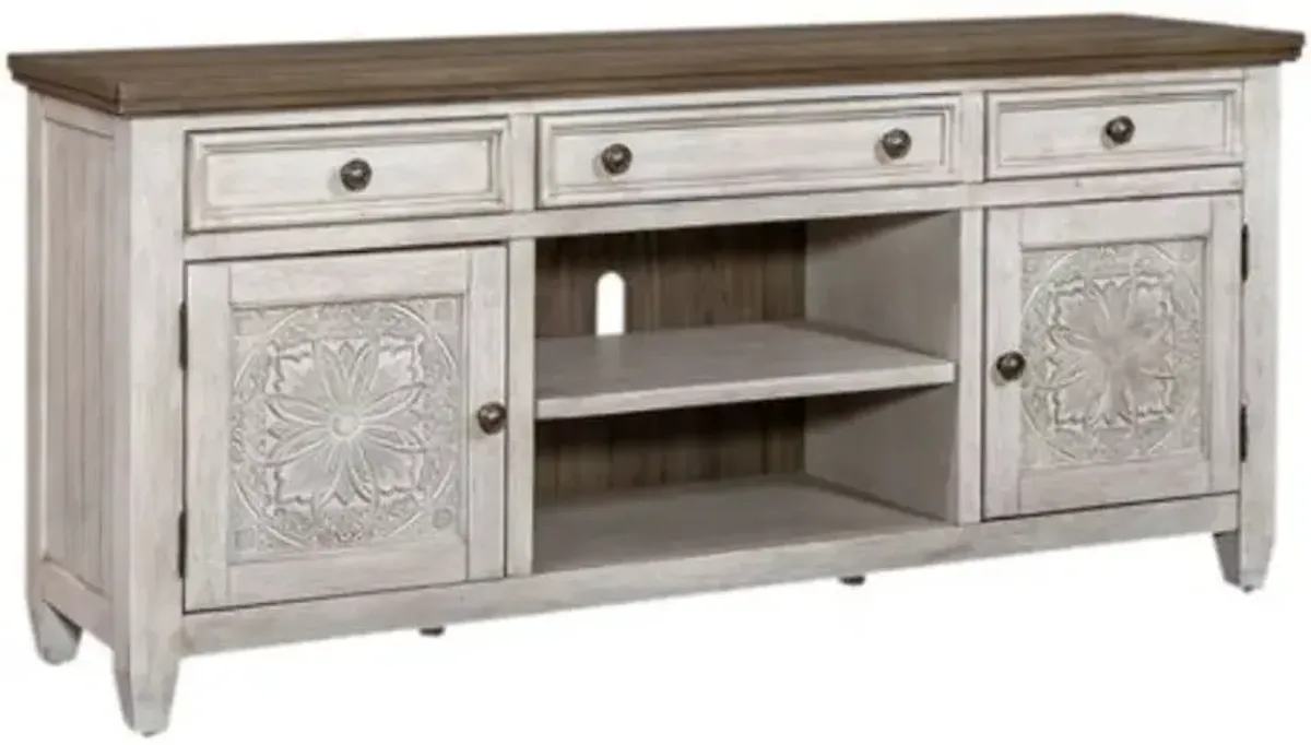 Liberty Furniture Heartland Antique White 66" Tile TV Console