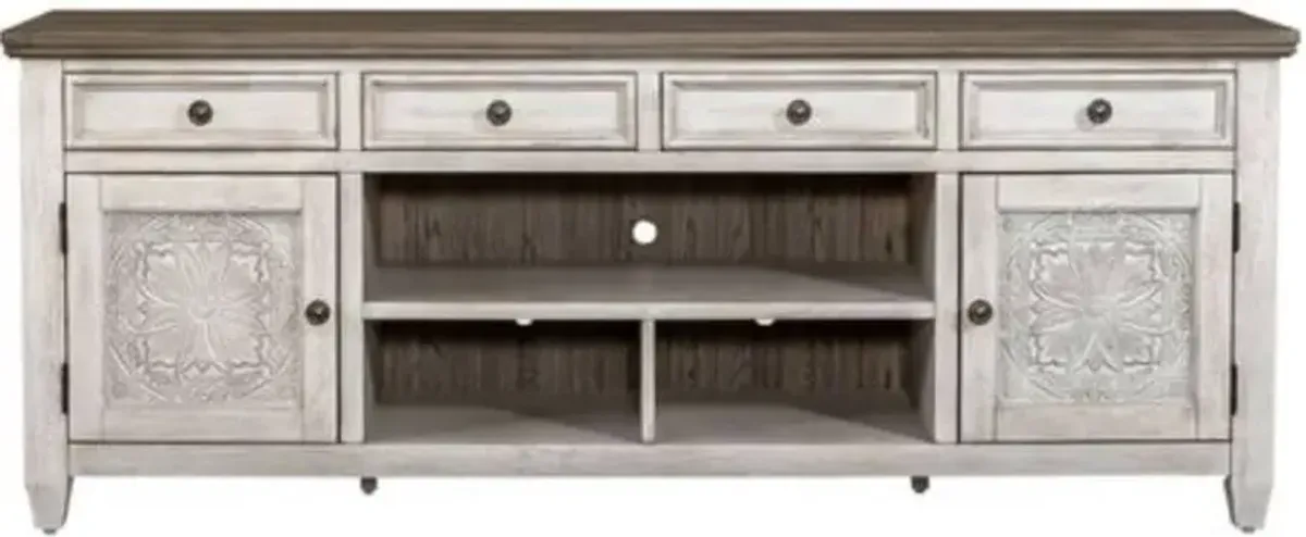 Liberty Furniture Heartland Antique White 76" Tile TV Console