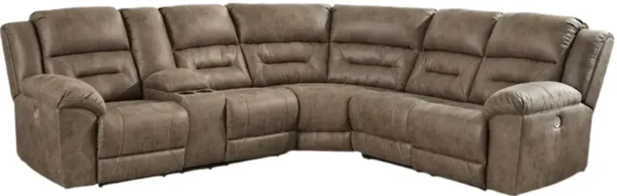 Signature Design by Ashley® Ravenel 3-Piece Fossil Curved Power Reclining Sectional