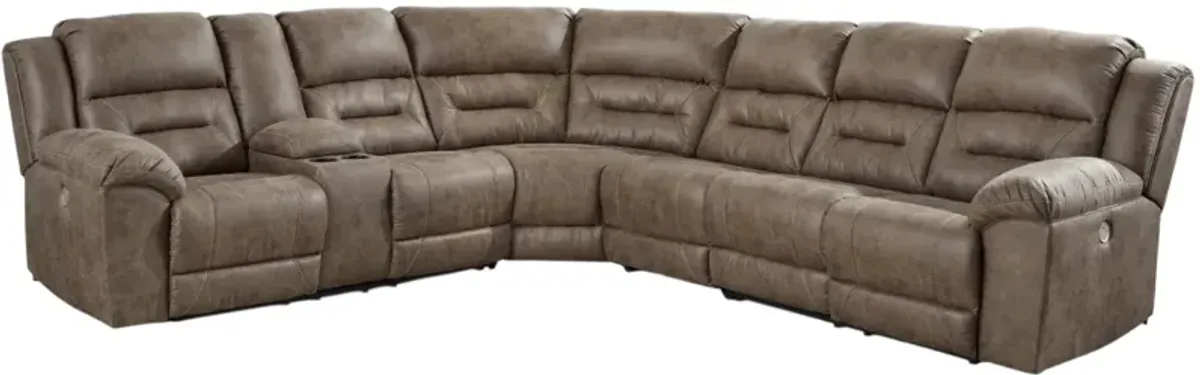 Signature Design by Ashley® Ravenel 4-Piece Fossil Left-Arm Facing Console Loveseat Power Reclining Sectional
