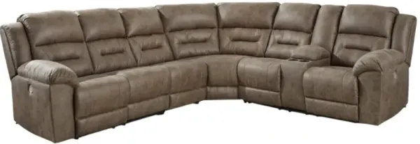 Signature Design by Ashley® Ravenel 4-Piece Fossil Power Reclining Curved Sectional