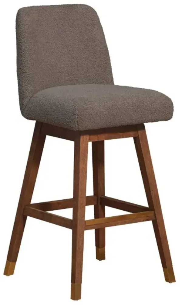 Armen Living Amalie Brown Oak/Taupe Swivel Bar Stool