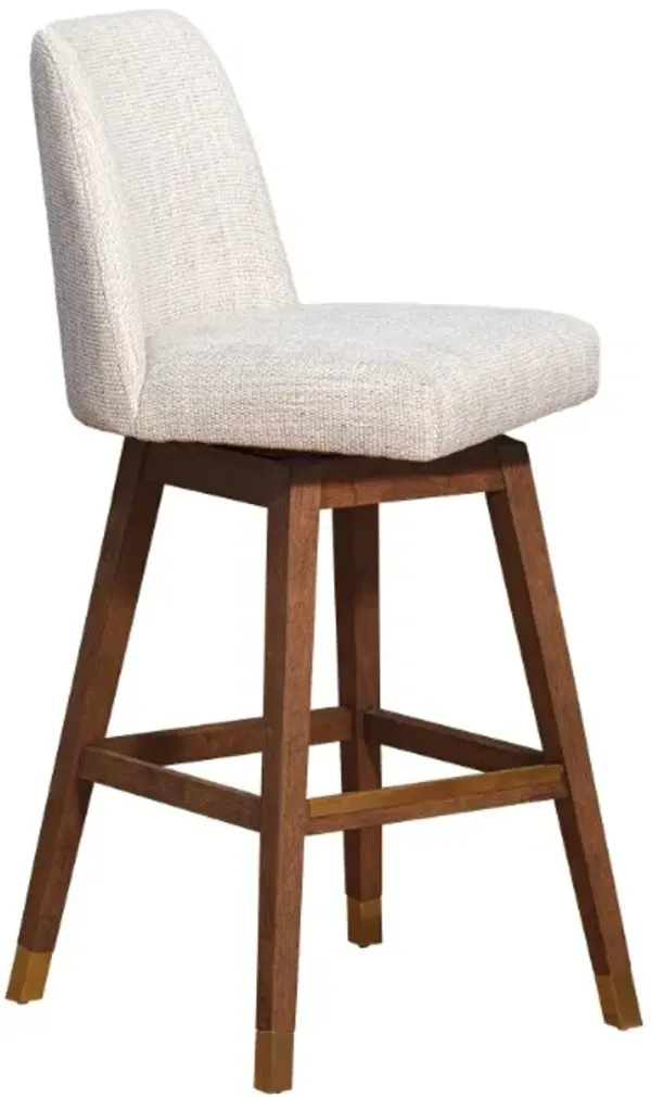 Armen Living Amalie Beige/Brown Oak Swivel Bar Stool