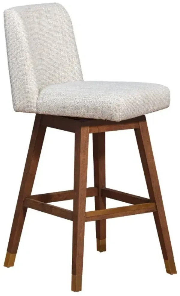 Armen Living Basila Beige/Brown Oak Swivel Bar Stool
