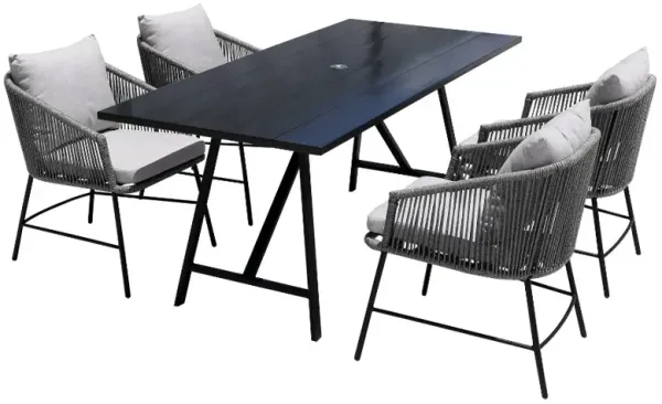 Armen Living Koala and Calica 5-Piece Dark Eucalyptus/Grey Outdoor Dining Set