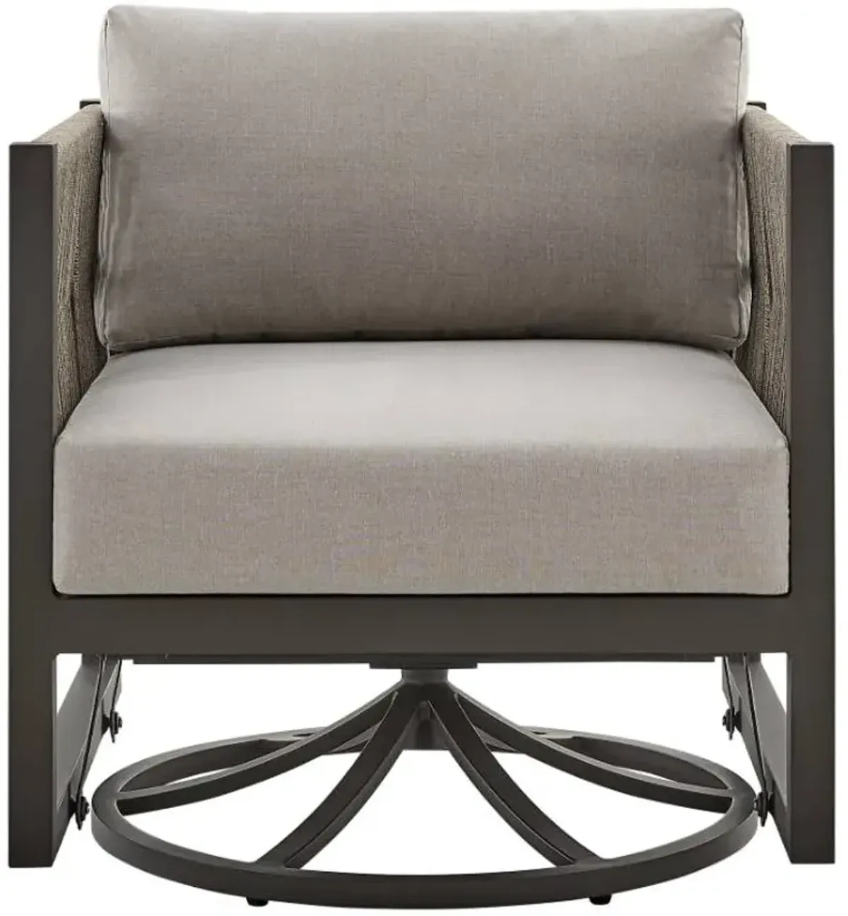 Armen Living Cuffay Brown/Taupe Outdoor Patio Swivel Glider Lounge Chair
