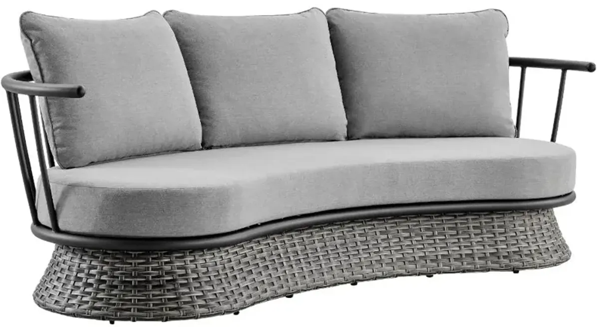 Armen Living Monk 4-Piece Black/Dark Grey Outdoor Patio Living Room Set