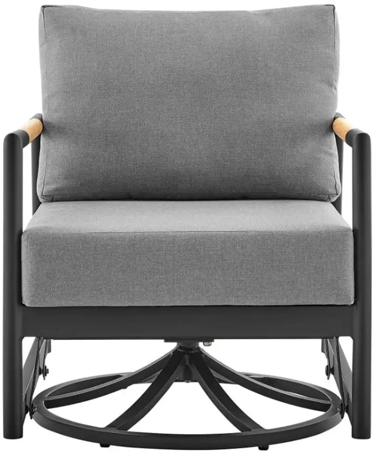 Armen Living Royal Black/Dark Grey Outdoor Patio Swivel Glider Lounge Chair